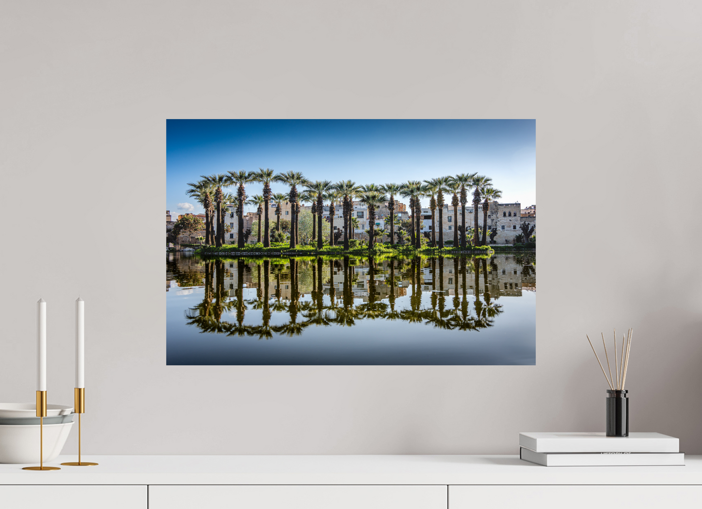 Palm trees in mirror
