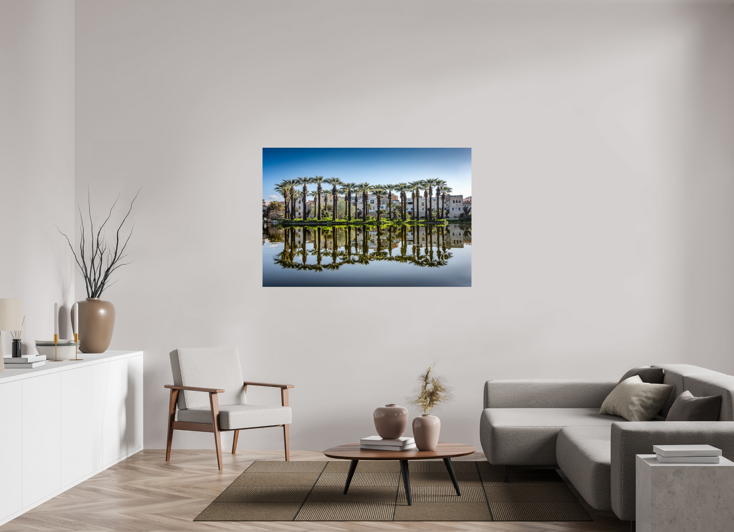 Palm trees in mirror